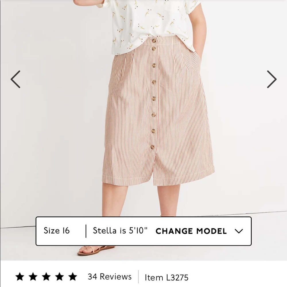 Patio Button-Front Midi Skirt in Clay Stripe
